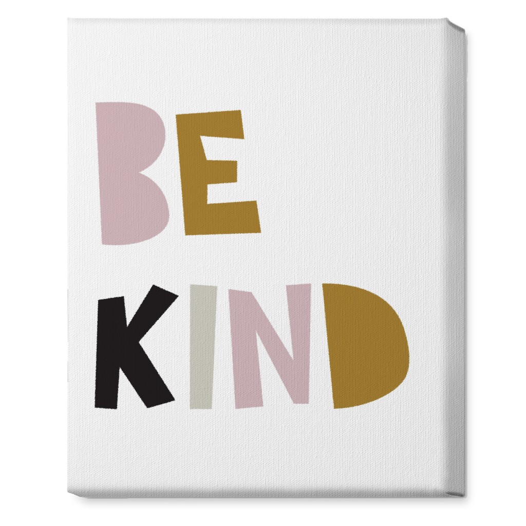 Be Kind Typography - Neutral With Pink Wall Art | Shutterfly