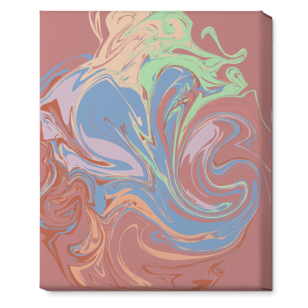 Abstract Marble Smoke Swirl - Multi on Pink Wall Art, No Frame, Single piece, Canvas, 16x20, Multicolor