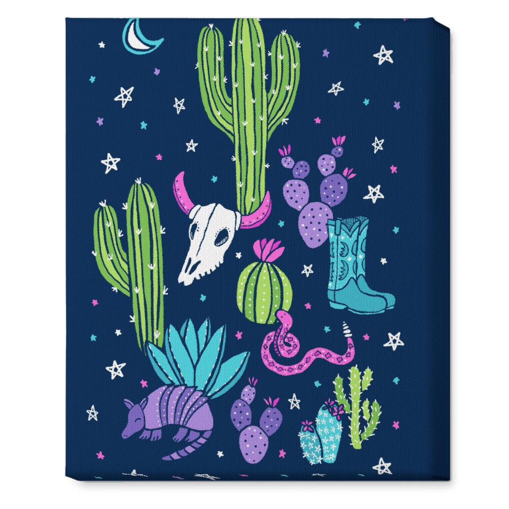 Old Desert Nights - Multi on Navy Wall Art, No Frame, Single piece, Canvas, 16x20, Blue, True Blue
