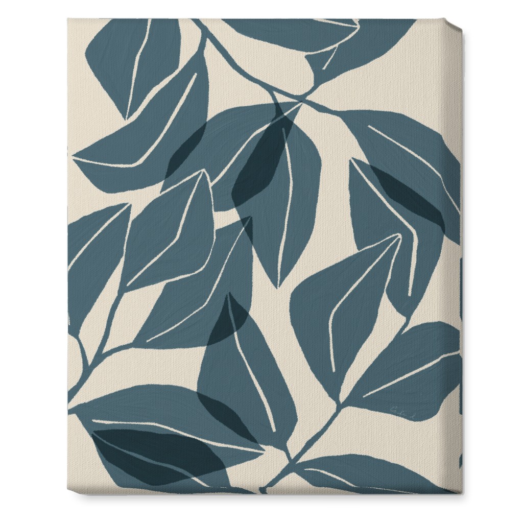 Botanical Ficus Leaves Wall Art, No Frame, Single piece, Canvas, 16x20, Blue, Sapphire