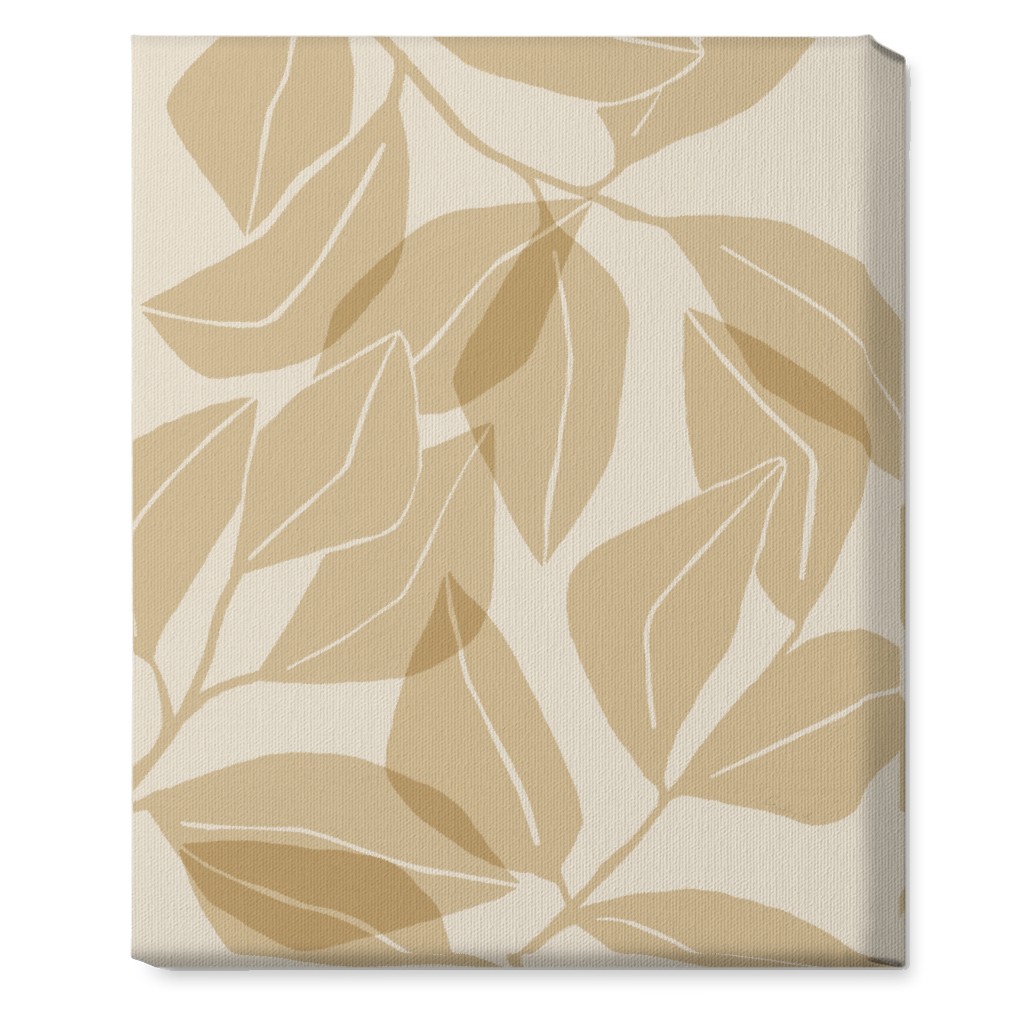 Botanical Ficus Leaves Wall Art, No Frame, Single piece, Canvas, 16x20, Beige, Latte