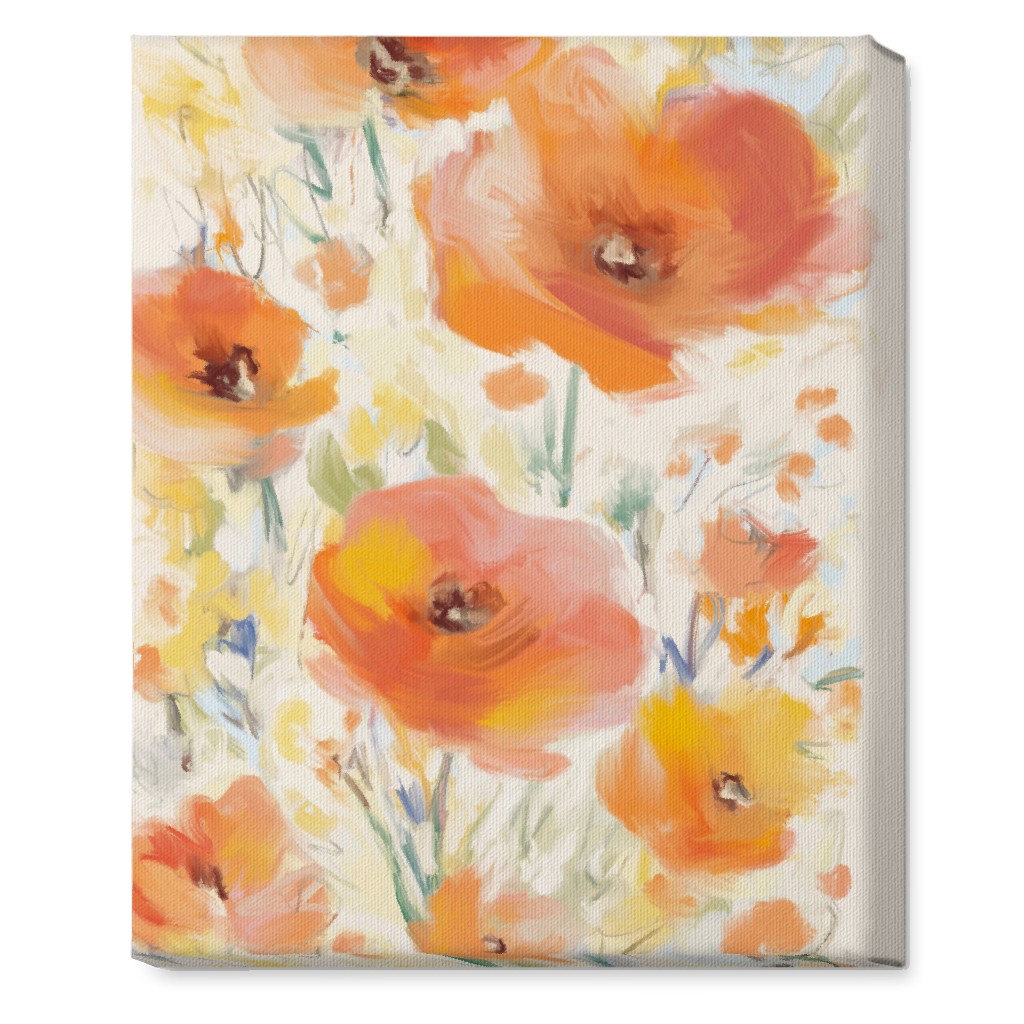 Field of Flowers - Orange Wall Art, No Frame, Single piece, Canvas, 16x20, Orange