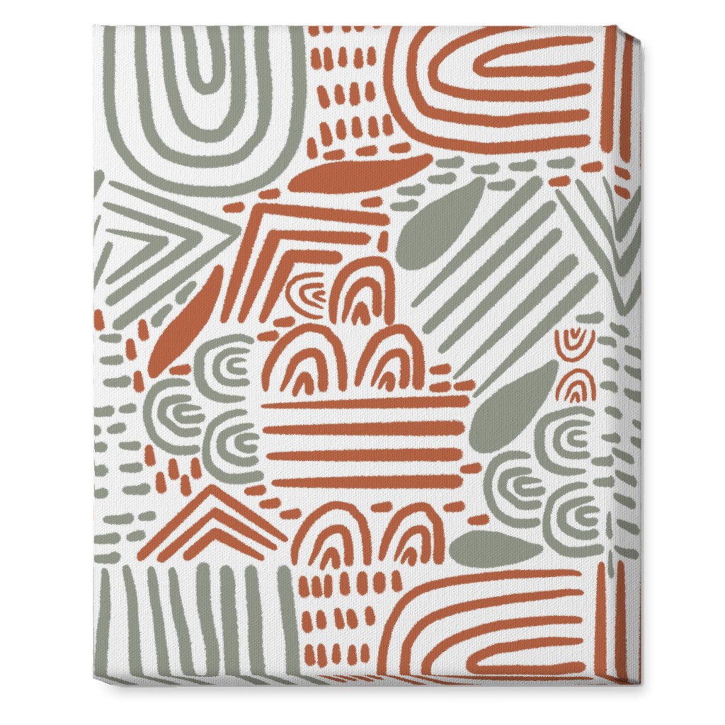 Modern Boho Abstract Shapes - Gray and Terracotta Wall Art, No Frame, Single piece, Canvas, 16x20, Orange