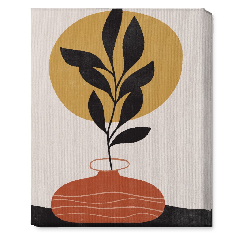Earthen Vase - Terracotta Wall Art, No Frame, Single piece, Canvas, 16x20, Orange