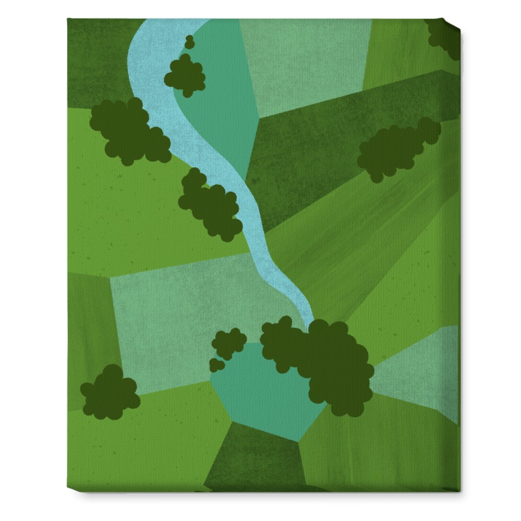 Patchwork Lands - Green Wall Art, No Frame, Single piece, Canvas, 16x20, Green