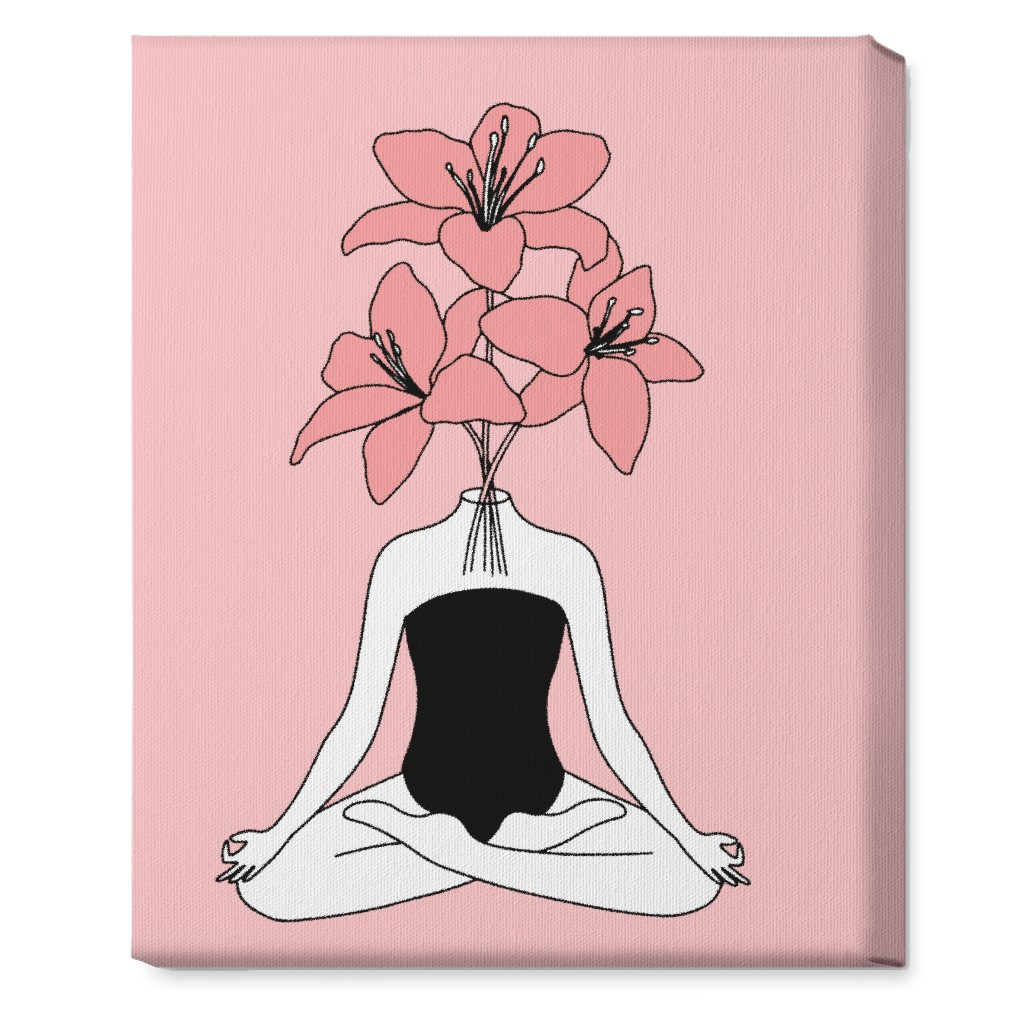 Feminine Yoga - Pink Wall Art, No Frame, Single piece, Canvas, 16x20, Pink