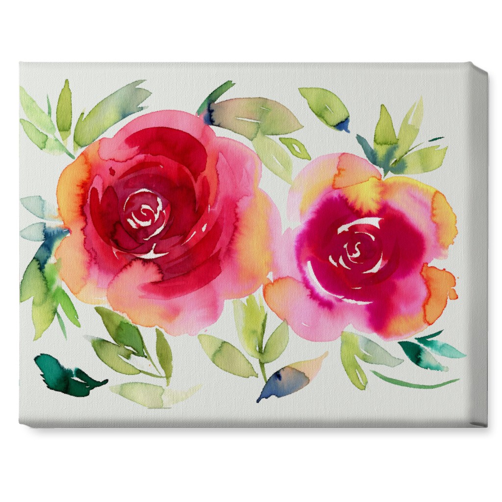 Watercolor Flowers Pink on White Wall Art Shutterfly