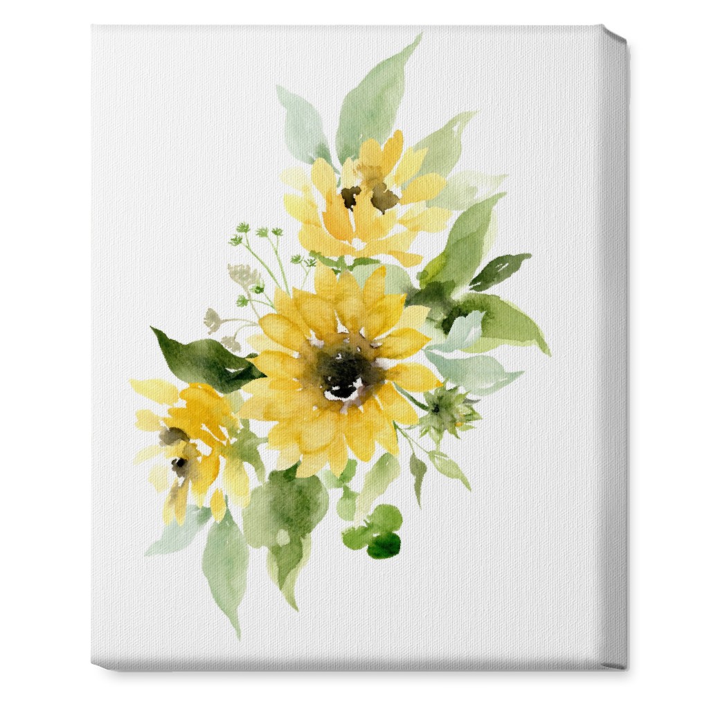Sunflowers Watercolor - Yellow Wall Art, No Frame, Single piece, Canvas, 16x20, Yellow
