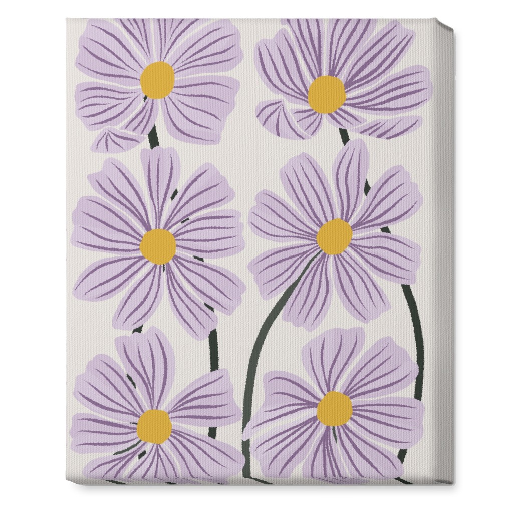 Botanical Cosmos Flowers Wall Art, No Frame, Single piece, Canvas, 16x20, Purple