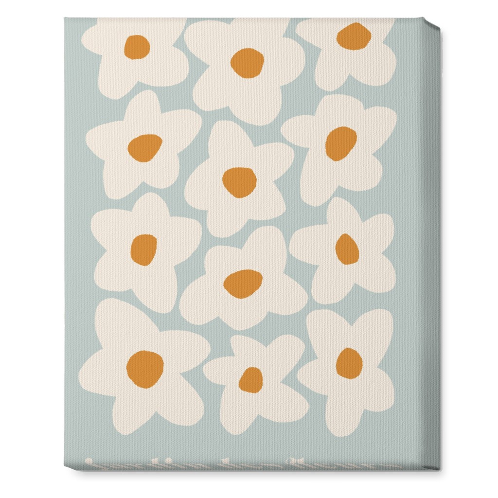 Botanical Graphic Retro Flower Garden Wall Art, No Frame, Single piece, Canvas, 16x20, Blue, Heaven