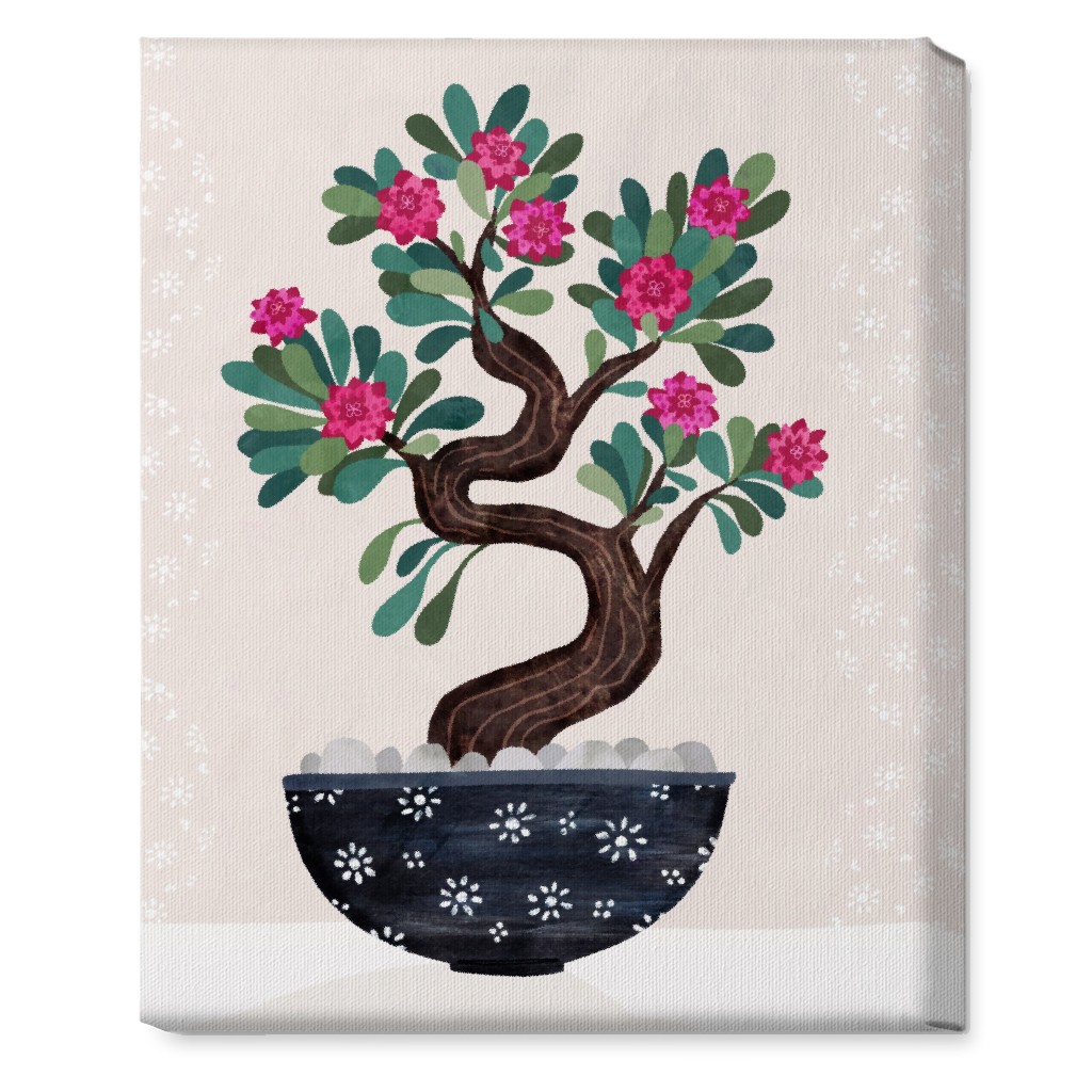 Bonsai - Pink Wall Art, No Frame, Single piece, Canvas, 16x20, Pink, Bright Pink