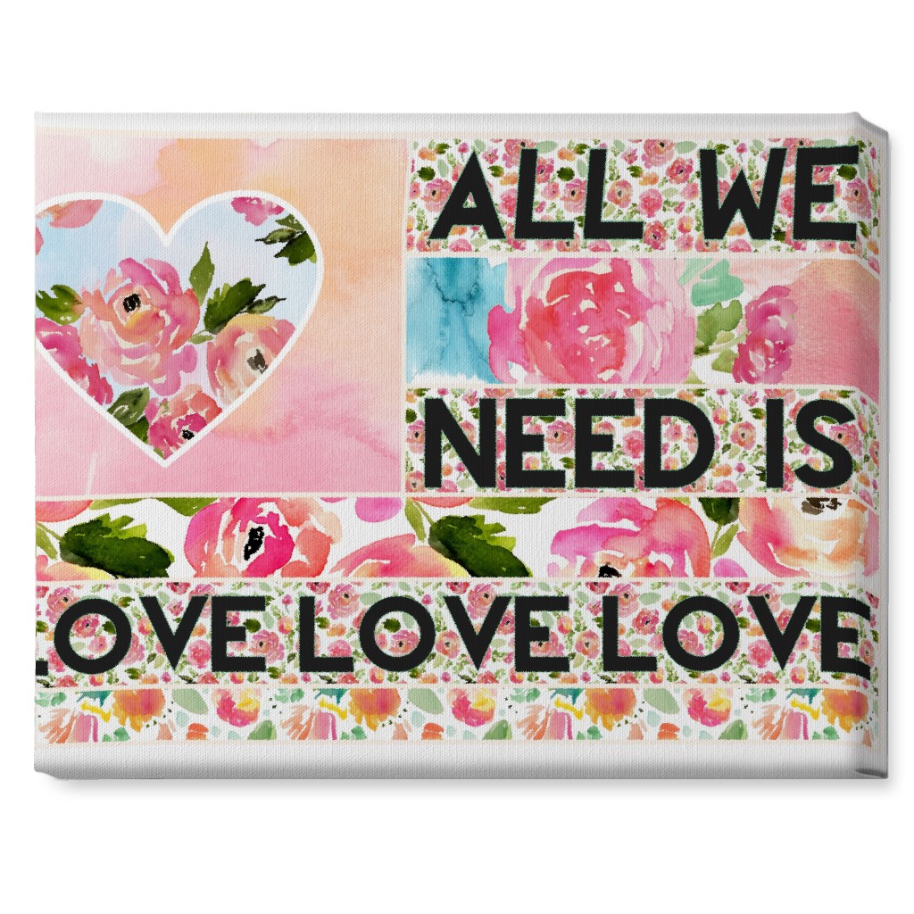 All We Need Is Love - Pink Wall Art, No Frame, Single piece, Canvas, 16x20, Pink, Bright Pink