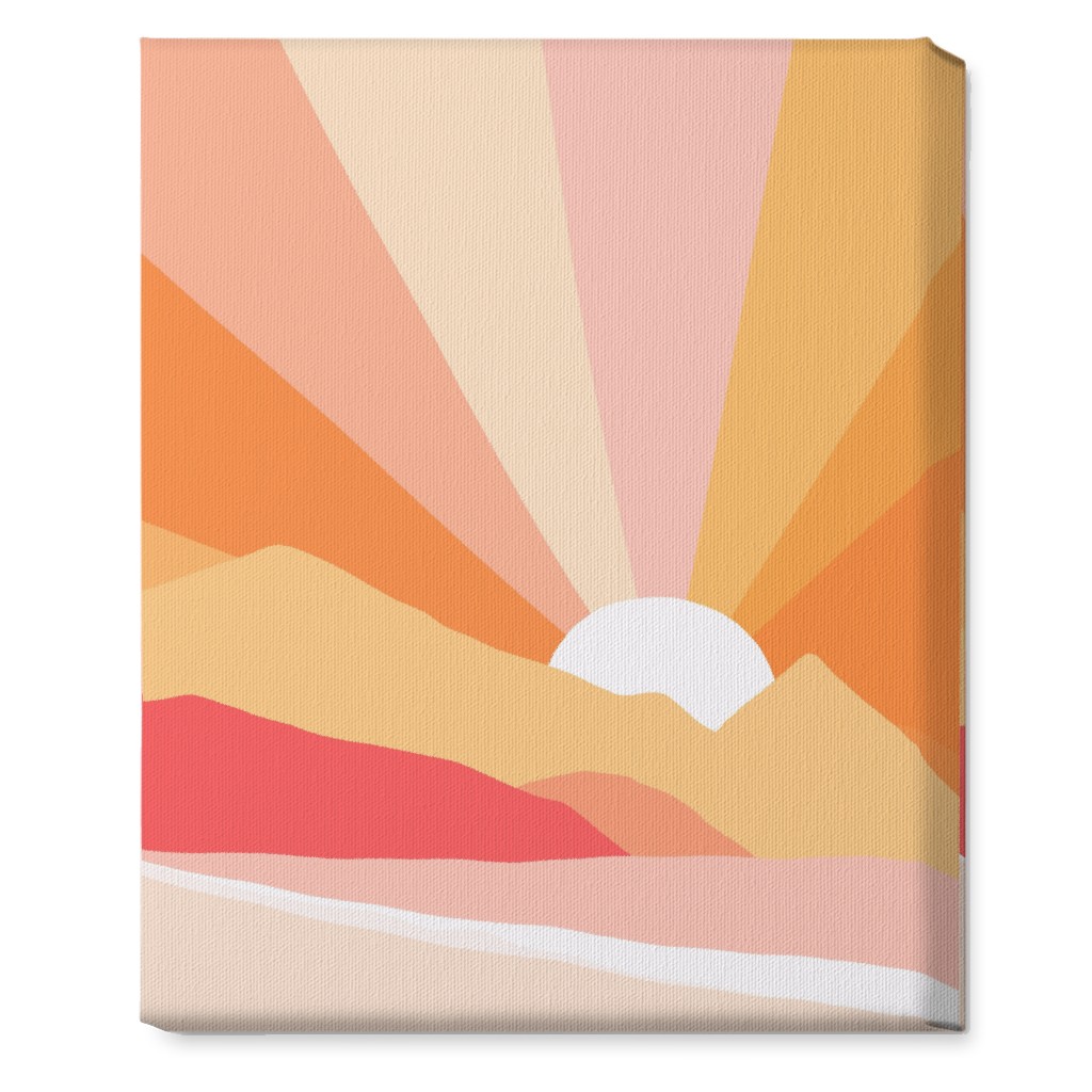 Retro Summer Coast - Warm Wall Art, No Frame, Single piece, Canvas, 16x20, Multicolor