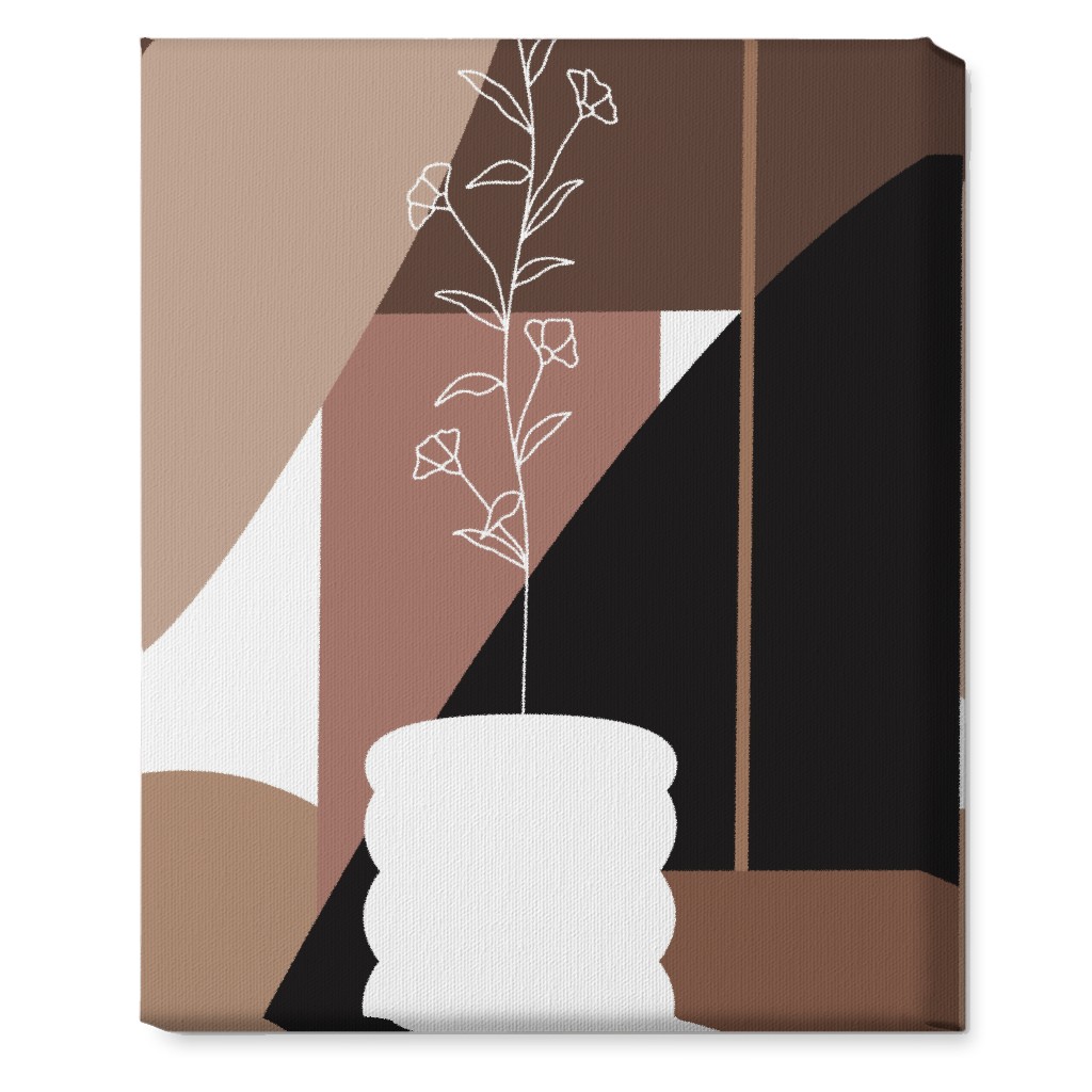 Botanical Abstract Shapes - Neutral Wall Art, No Frame, Single piece, Canvas, 16x20, Beige, Pearl