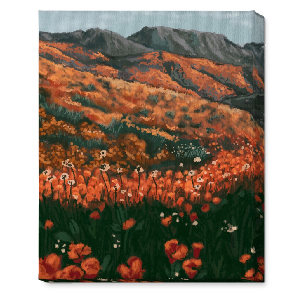 Field of Flowers - Orange and Multi Wall Art, No Frame, Single piece, Canvas, 16x20, Orange