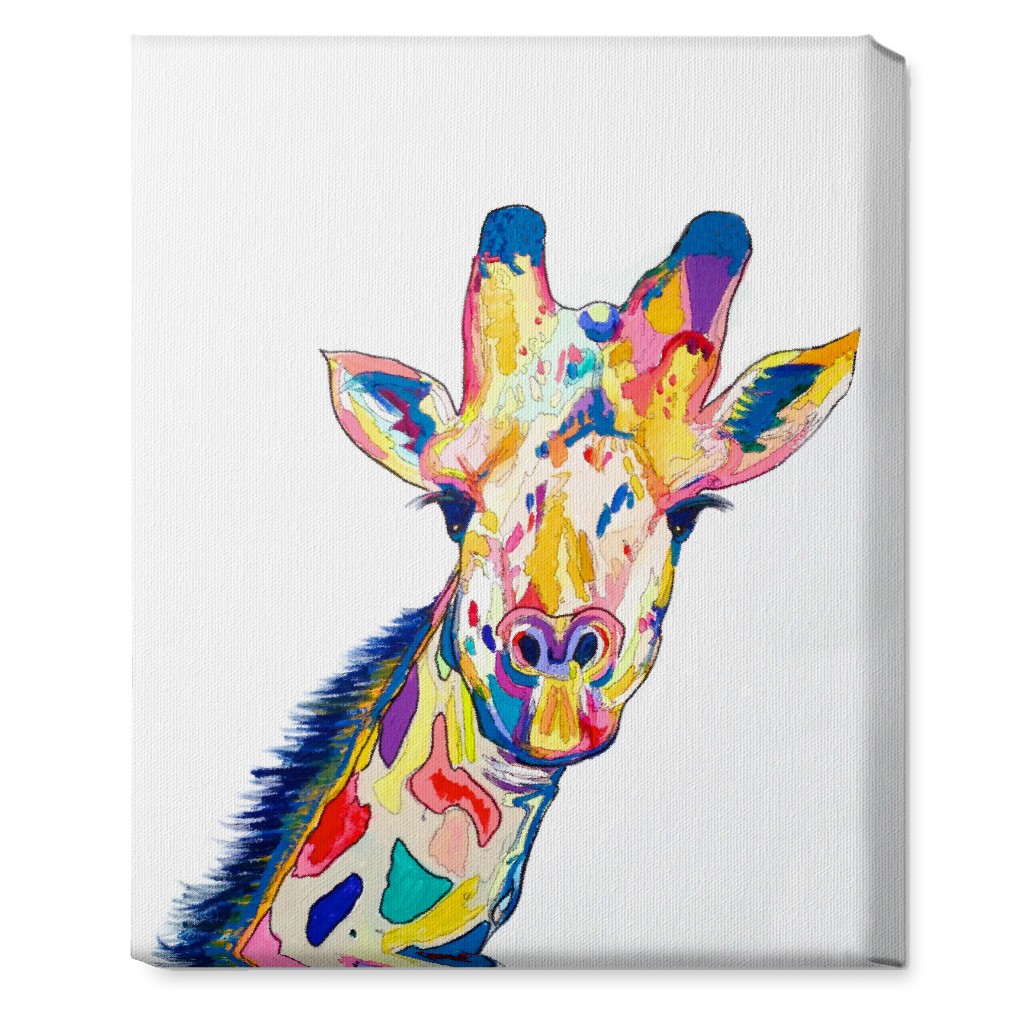 the Painted Giraffe - Multi on White Wall Art, No Frame, Single piece, Canvas, 16x20, Multicolor
