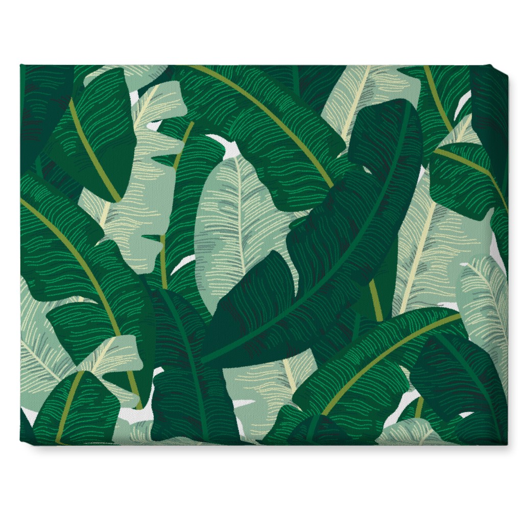 Classic Banana Leaves - Palm Springs Green Wall Art, No Frame, Single piece, Canvas, 16x20, Green, Classic Green