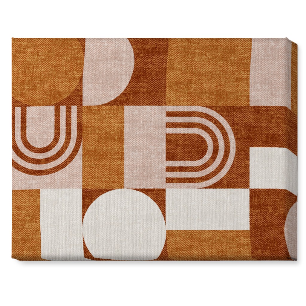 Aria Geometric Patchwork - Orange Wall Art, No Frame, Single piece, Canvas, 16x20, Orange, Orange