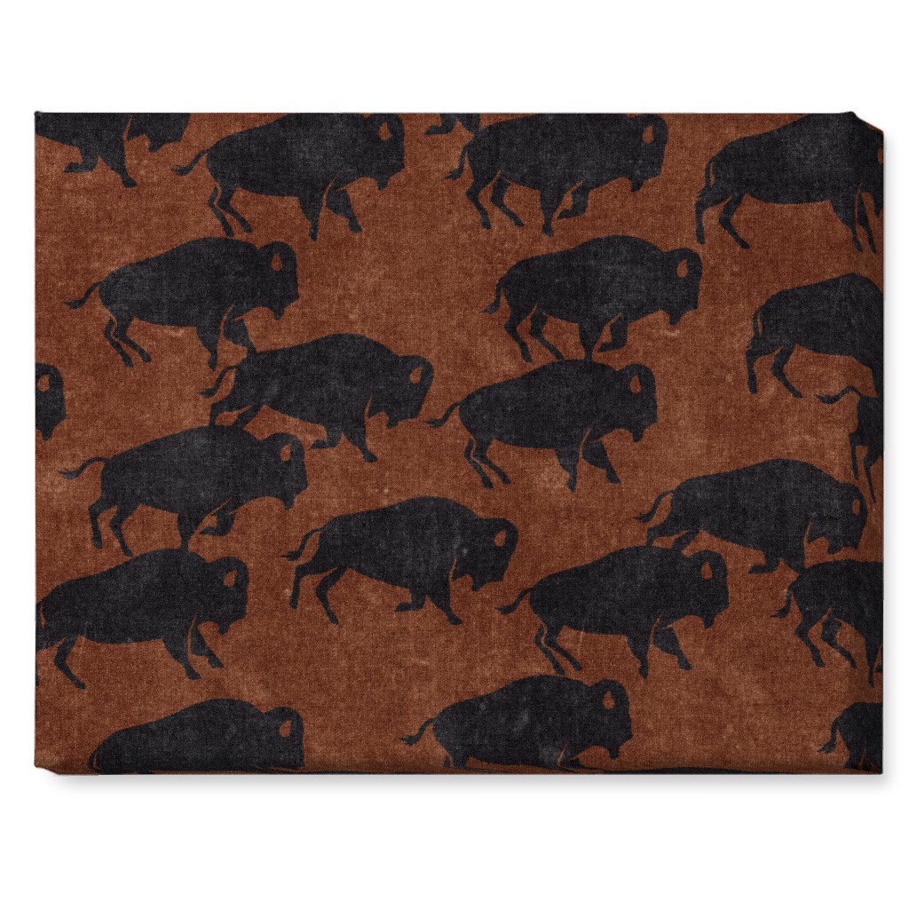 Bison Stampede - Inkwell on Brandywine Wall Art, No Frame, Single piece, Canvas, 16x20, Brown, Brown