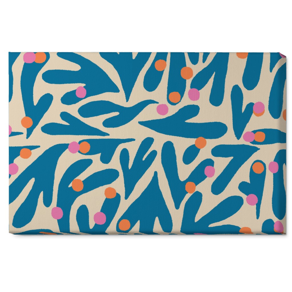 Funky Floral - Blue and White Wall Art, No Frame, Single piece, Canvas, 20x30, Blue, True Blue