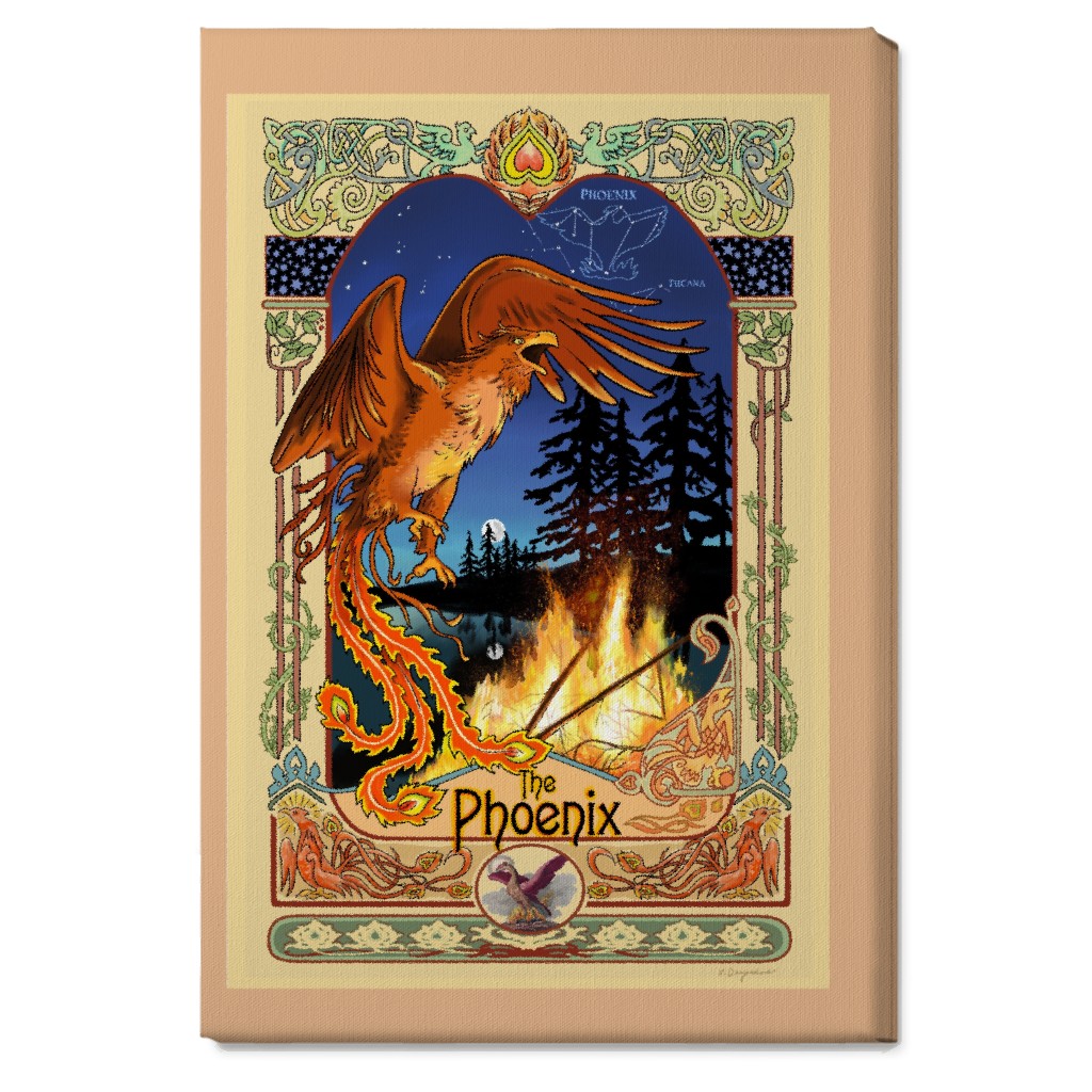 Art Nouveau Golden Phoenix Wall Art | Shutterfly