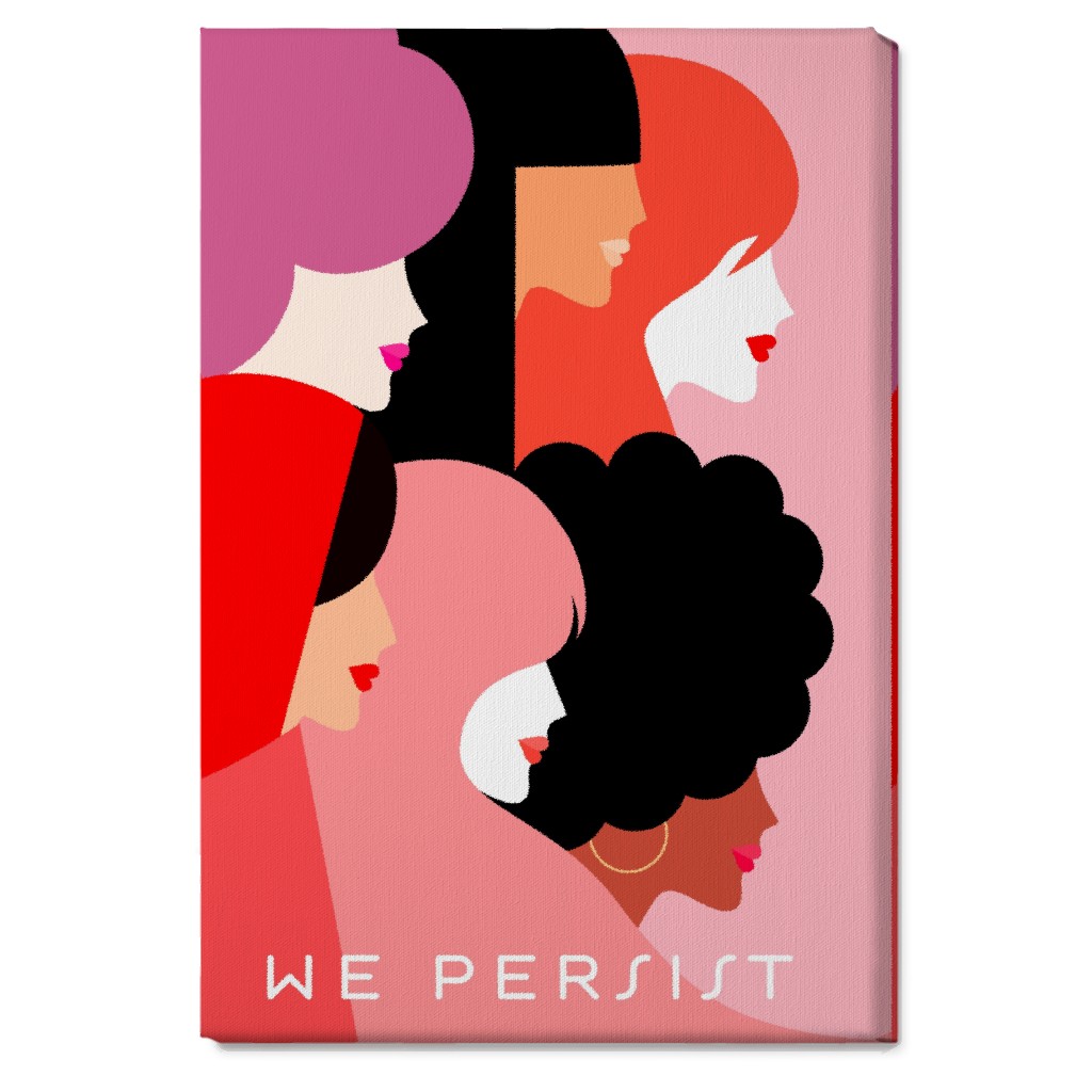 Girl Power, We Persist - Coral & Pink Wall Art, No Frame, Single piece, Canvas, 20x30, Pink