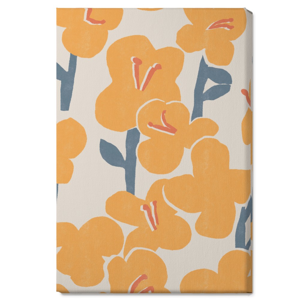 Field of Mod Flowers - Yellow Wall Art, No Frame, Single piece, Canvas, 20x30, Yellow, Classic Yellow