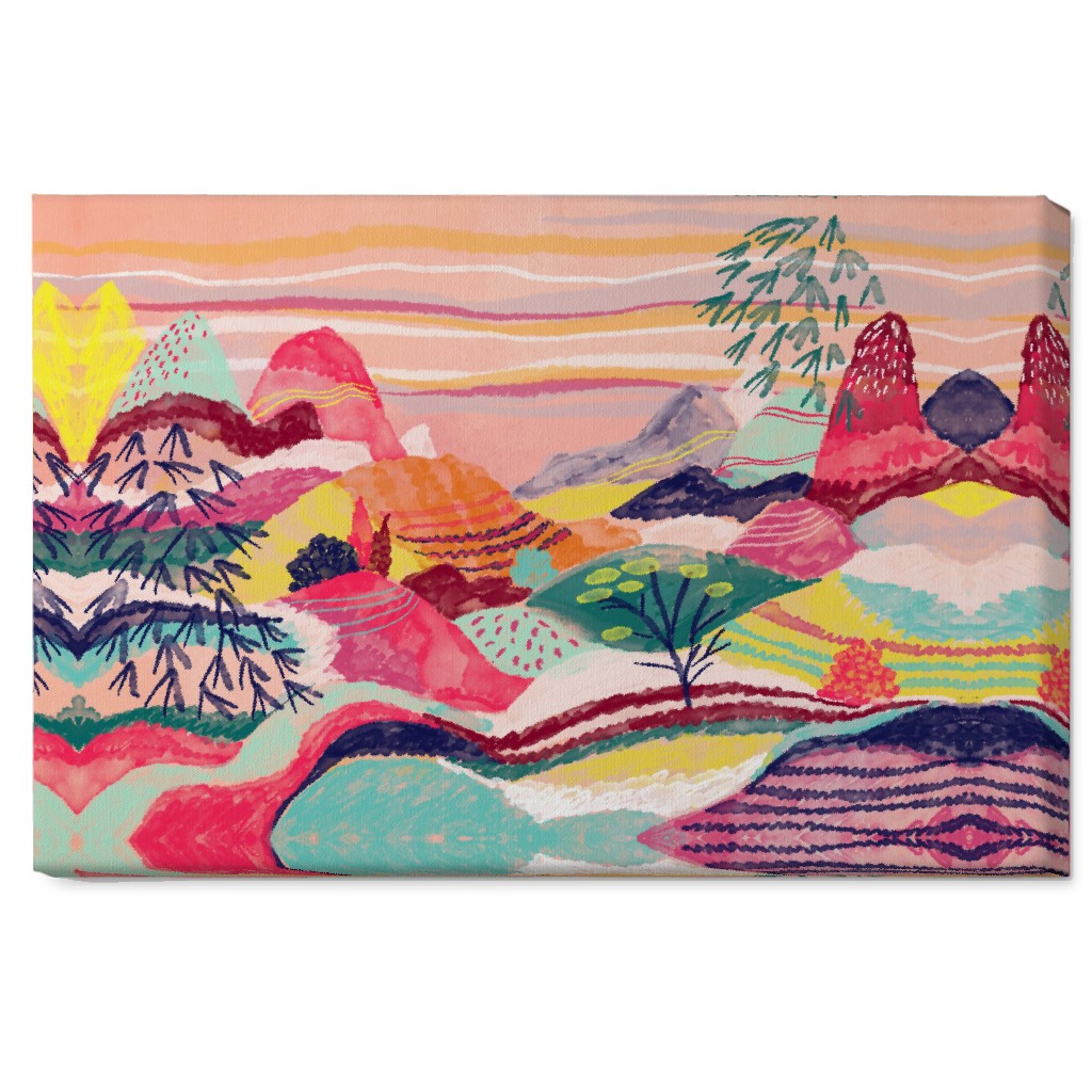 Dreamy Hills Abstract - Vibrant Wall Art, No Frame, Single piece, Canvas, 20x30, Multicolor