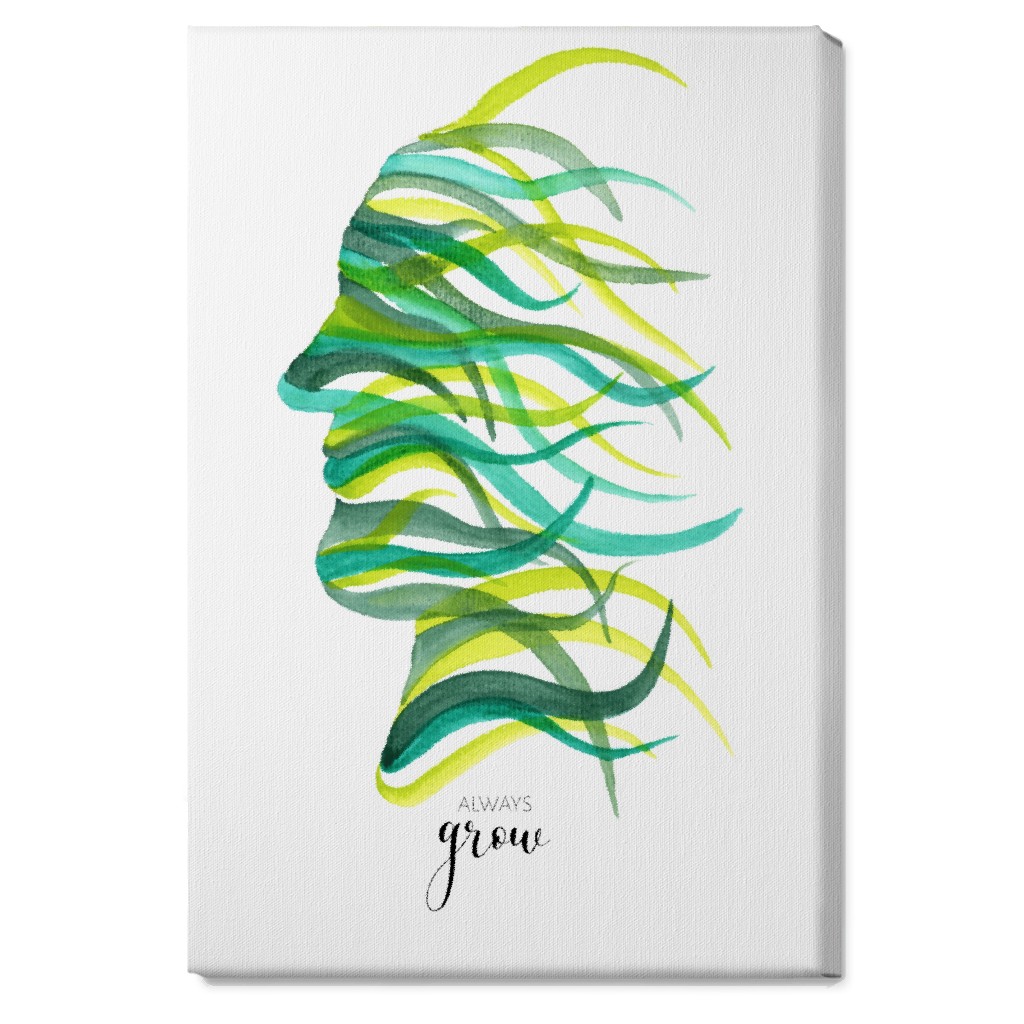 Always Grow - Green Wall Art, No Frame, Single piece, Canvas, 20x30, Green, Classic Green