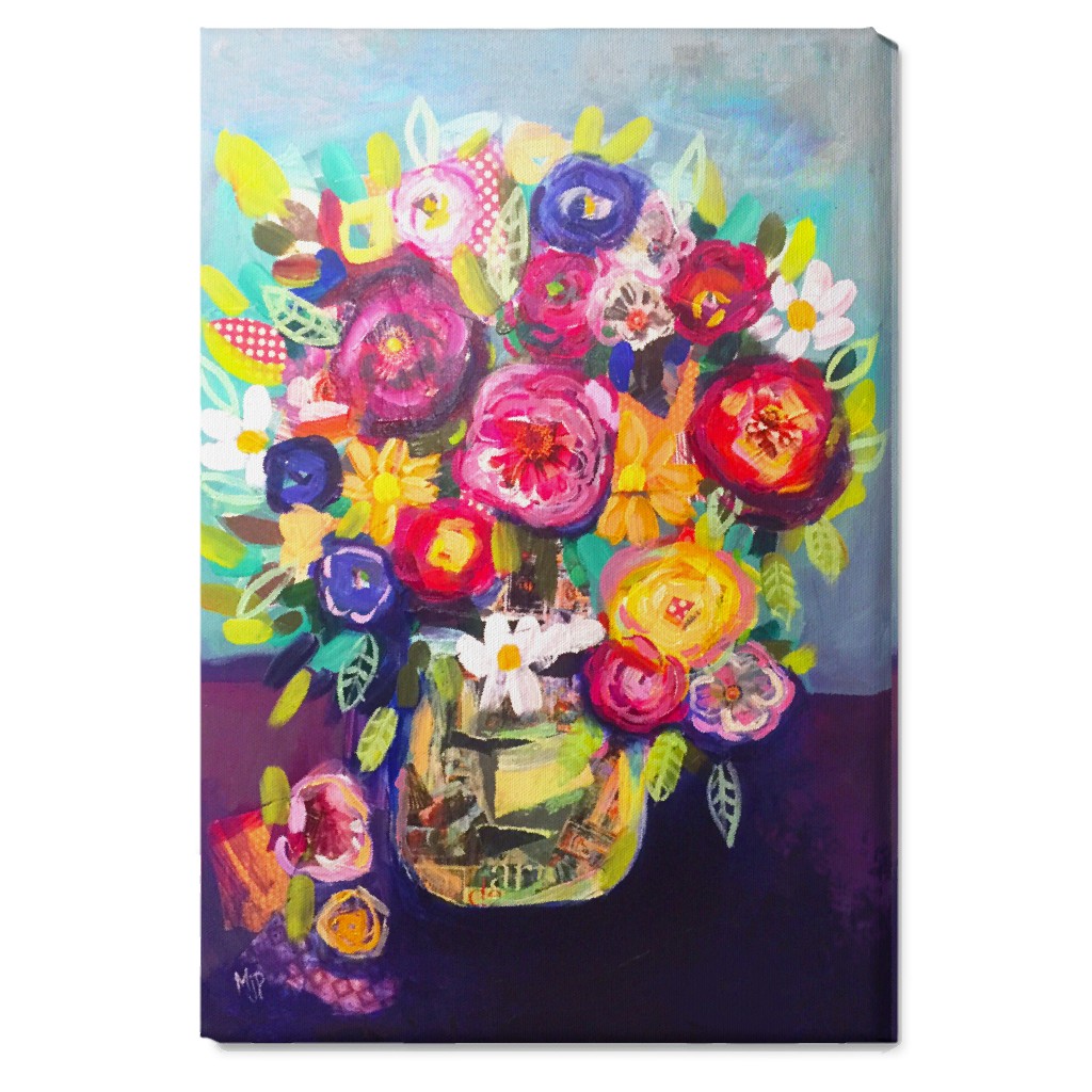 Acrylic Summer Floral Bouquet - Vibrant Wall Art, No Frame, Single piece, Canvas, 20x30, Multicolor