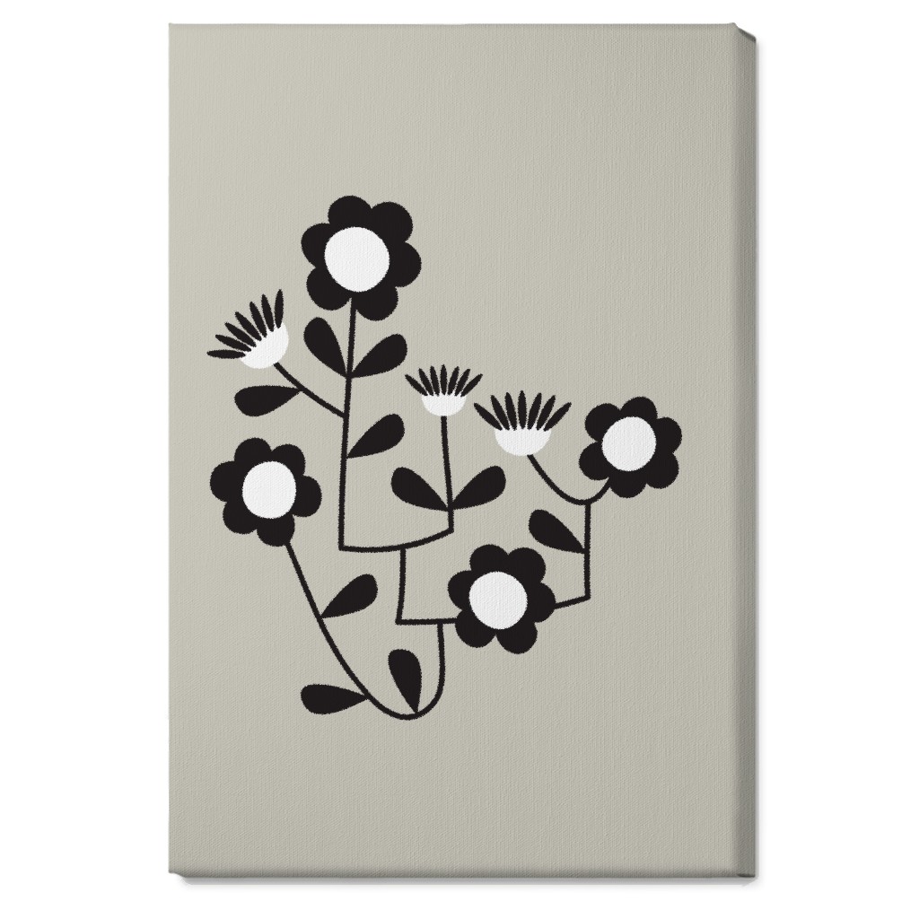 Mod Hanging Floral Wall Art, No Frame, Single piece, Canvas, 20x30, Gray