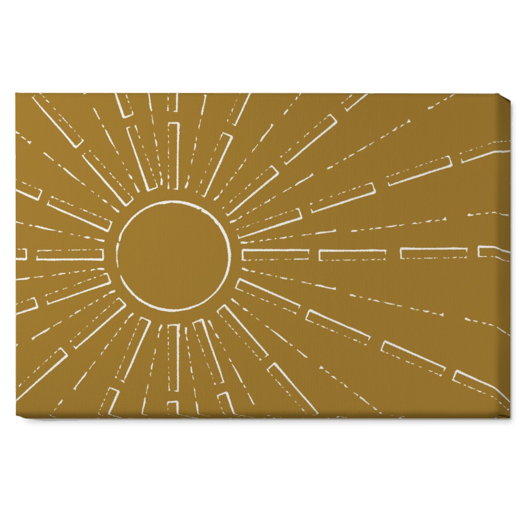 Midcentury Sunburst Wall Art, No Frame, Single piece, Canvas, 20x30, Yellow, Golden