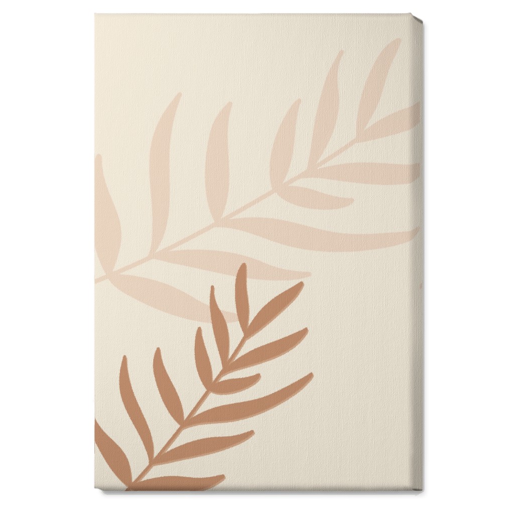 Fern Leaves in Neutral Earth Tones Wall Art, No Frame, Single piece, Canvas, 20x30, Beige, Cream