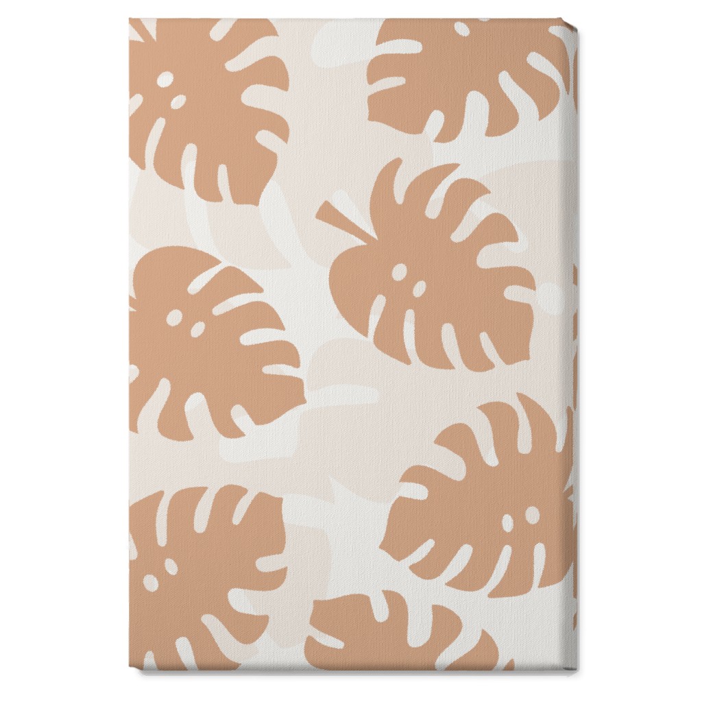Monstera Leaves in Earth Tones Wall Art, No Frame, Single piece, Canvas, 20x30, Orange