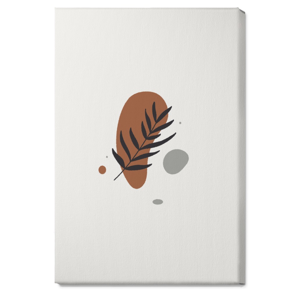 Shapes and Fern Leaf V Wall Art, No Frame, Single piece, Canvas, 20x30, Brown