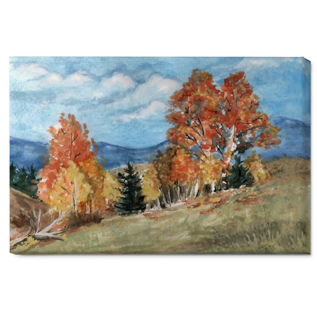 Autumn Aspen Trees Wall Art, No Frame, Single piece, Canvas, 20x30, Orange