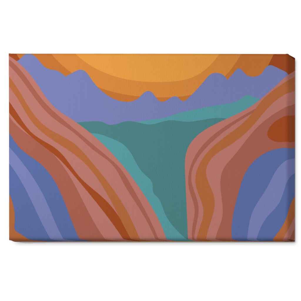 Minimalist Canyon River Sunset - Multi Wall Art, No Frame, Single piece, Canvas, 20x30, Multicolor