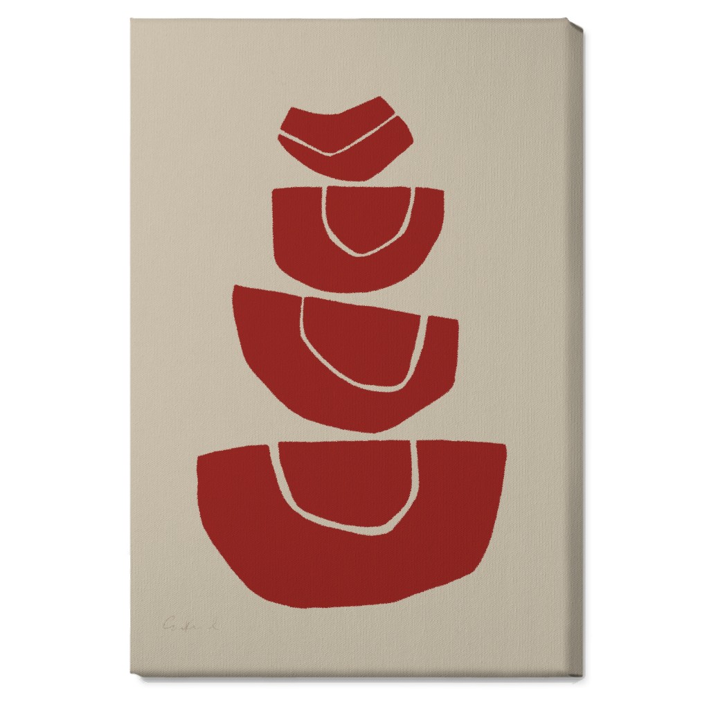 Geometric Stack Abstract Wall Art, No Frame, Single piece, Canvas, 20x30, Red