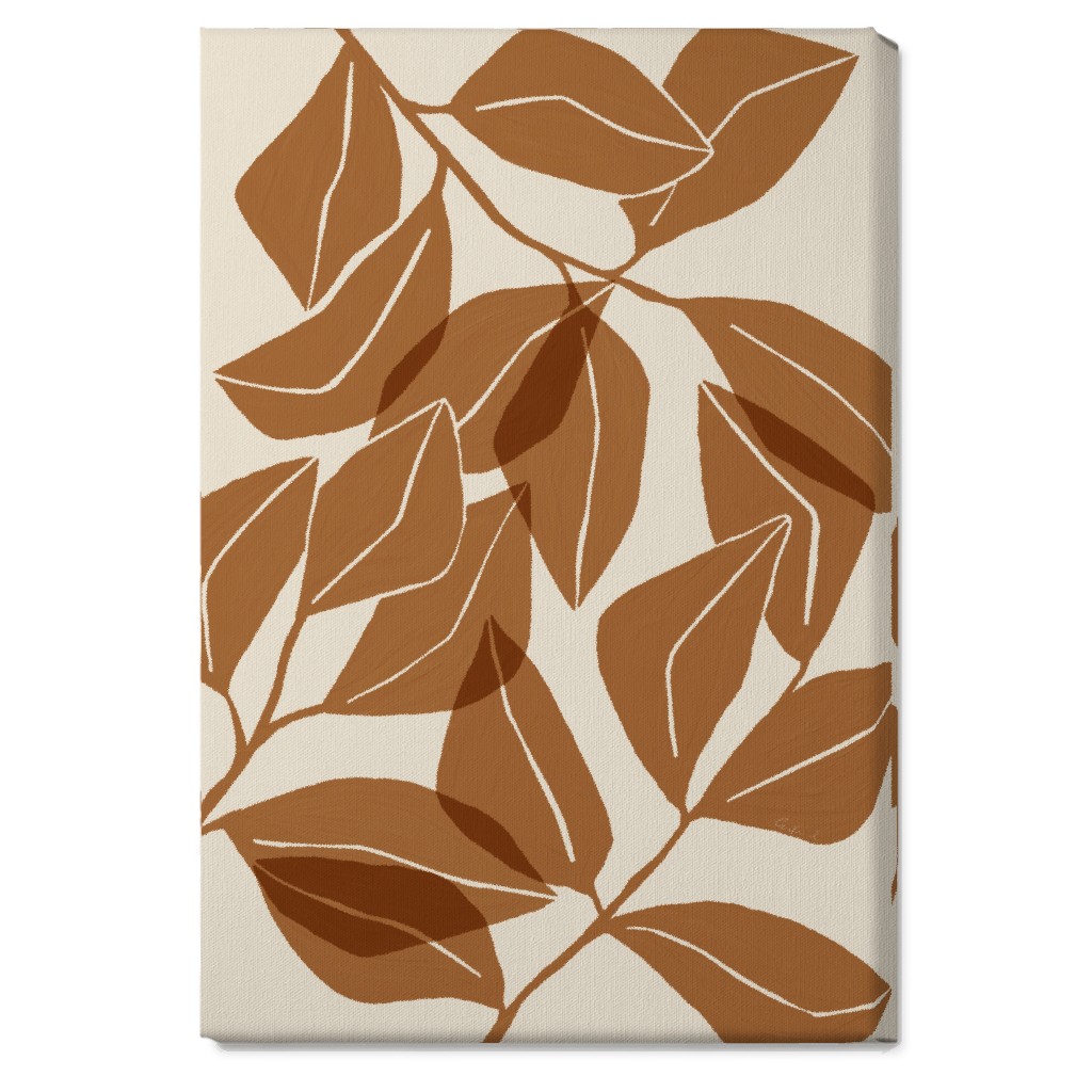 Botanical Ficus Leaves Wall Art, No Frame, Single piece, Canvas, 20x30, Orange