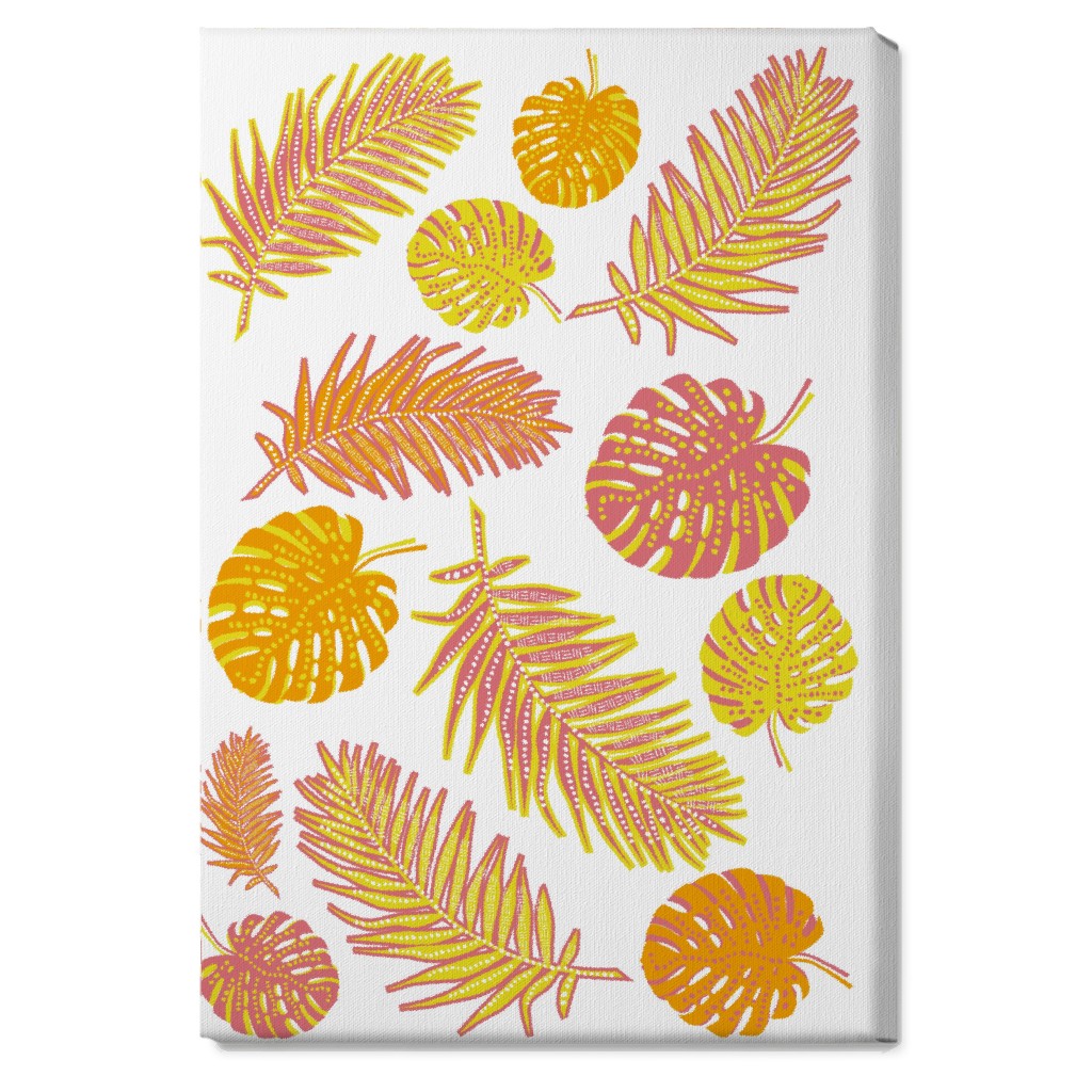 Optimistic Tropical Leaves - Multi Wall Art, No Frame, Single piece, Canvas, 20x30, Orange