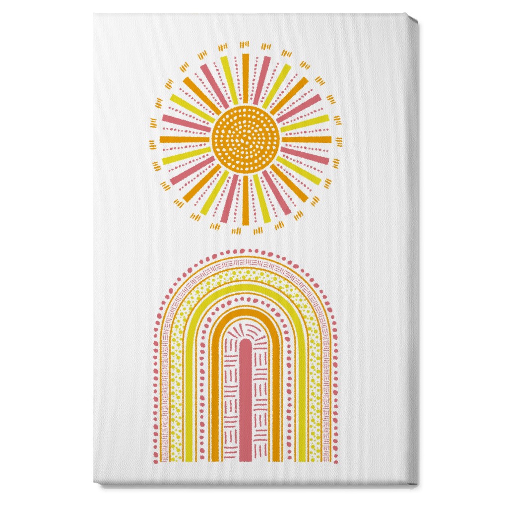 Boho Rainbow and Sun - Warm Wall Art, No Frame, Single piece, Canvas, 20x30, Multicolor