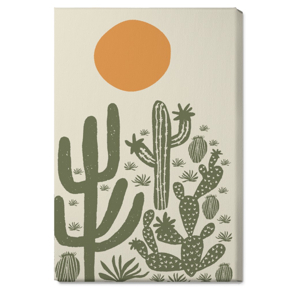 Cactus - Earth Tones Wall Art, No Frame, Single piece, Canvas, 20x30, Beige