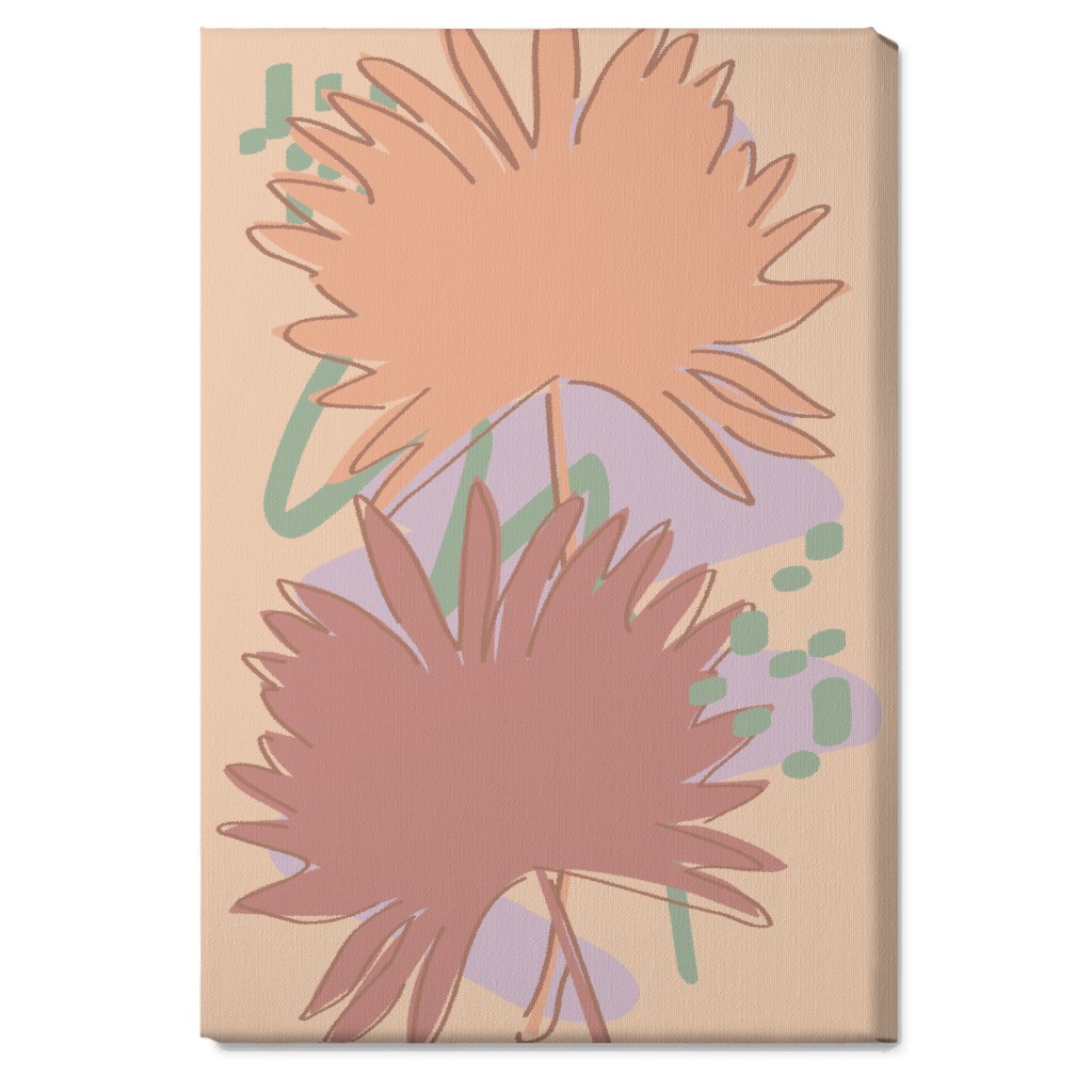Modern Sabal Palm - Pink Wall Art, No Frame, Single piece, Canvas, 20x30, Orange