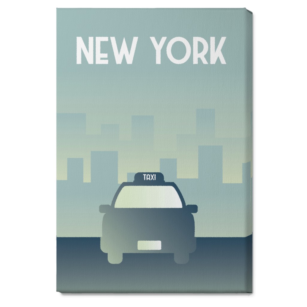 New York City Taxi Wall Art, No Frame, Single piece, Canvas, 20x30, Green, Sage