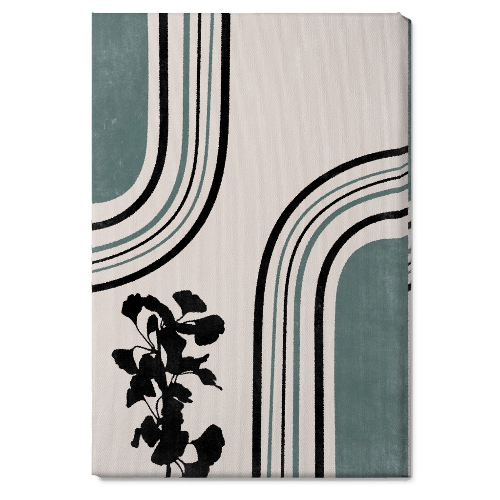 Modern Garden Pathway - Green and Ivory Wall Art, No Frame, Single piece, Canvas, 20x30, Green, Classic Green