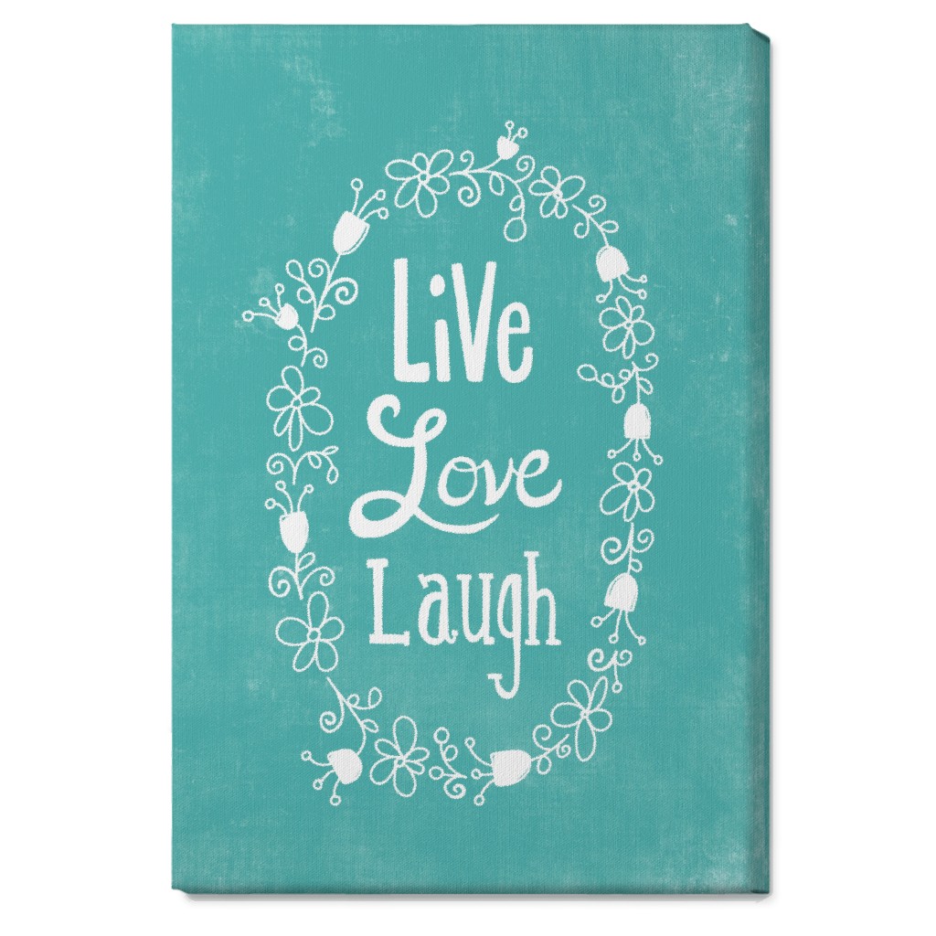Live, Laugh, Love - Aqua Wall Art, No Frame, Single piece, Canvas, 20x30, Green