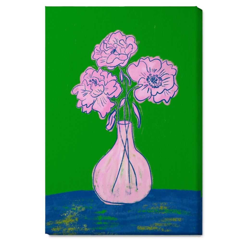 Party Florals - Multi Wall Art, No Frame, Single piece, Canvas, 20x30, Green, Classic Green