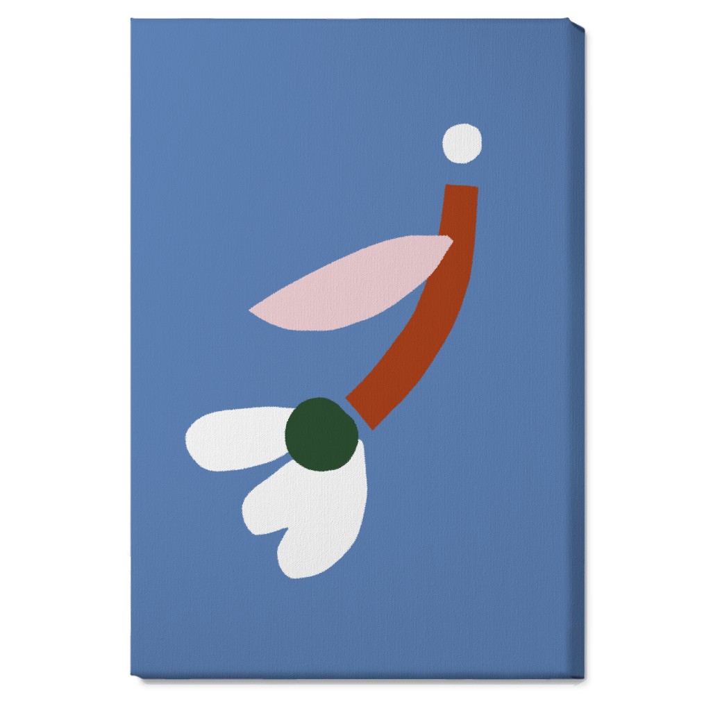 Flower - Multi on Blue Wall Art, No Frame, Single piece, Canvas, 20x30, Blue