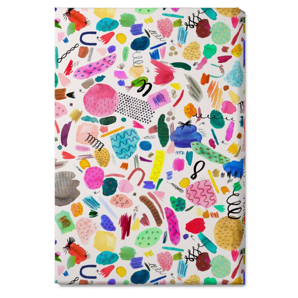 Abstract Marks and Scribbles - Multi Wall Art, No Frame, Single piece, Canvas, 20x30, Multicolor