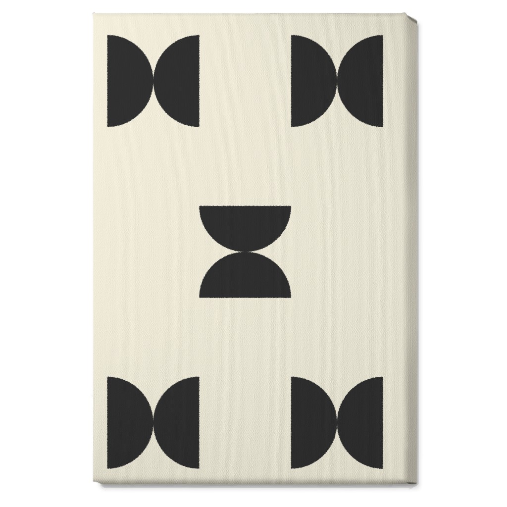 Minimal Geometric Abstract Bauhuas - Cream and Black Wall Art, No Frame, Single piece, Canvas, 20x30, Beige, Pearl